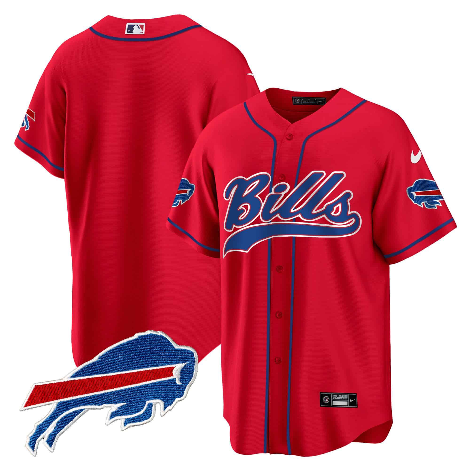 Men Buffalo Bills Blank Red 2024 Nike Baseball Game NFL Jersey->customized nfl jersey->Custom Jersey